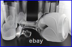 Cristal D'Arques-Durand Florence decanter & 6 highball glasses frosted petals