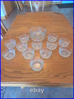 Cristal D'Arques-Durand Salad Bowl Set 13 Piece Diamond Pattern Starburst Bottom