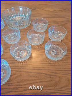 Cristal D'Arques-Durand Salad Bowl Set 13 Piece Diamond Pattern Starburst Bottom