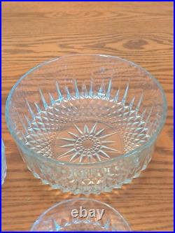 Cristal D'Arques-Durand Salad Bowl Set 13 Piece Diamond Pattern Starburst Bottom