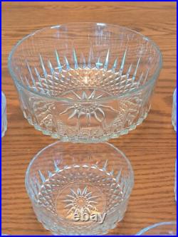 Cristal D'Arques-Durand Salad Bowl Set 13 Piece Diamond Pattern Starburst Bottom