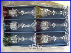Cristal Sevres Chenonceaux Colored Crystal Wine Glasses Set of Six
