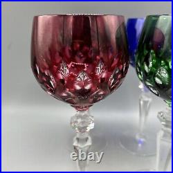 Cristallerie Lorraine France Crystal Wine Glasses Goblets Set of 4 Cut To Clear