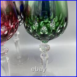 Cristallerie Lorraine France Crystal Wine Glasses Goblets Set of 4 Cut To Clear