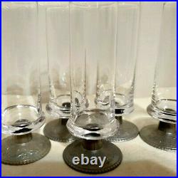 Crystal 4 Pcs Glasses Pweter Set Metal Leg Wedding Glass Stamped Decor Tall Wine