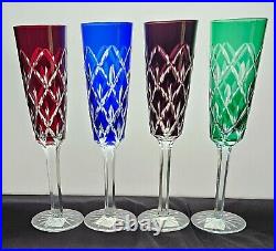 Crystal Clear Industries Set of 4 Fluted Champagne 6 oz-Cut to Clear-10 Tall