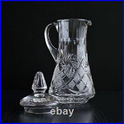 Crystal Drinking Set 50 oz Pitcher & 2 Glasses, Hand-Cut Neman Glassworks