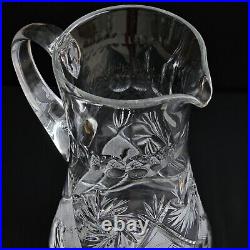 Crystal Drinking Set 50 oz Pitcher & 2 Glasses, Hand-Cut Neman Glassworks