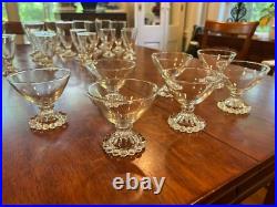 Crystal Set 7 dessert bowls, 8 cordial glasses, 8 water glasses
