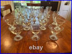 Crystal Set 7 dessert bowls, 8 cordial glasses, 8 water glasses