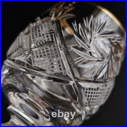 Crystal Sherry Gold Rim Glass 2 oz, 60ml, Modern Russian Cut, Set of 6
