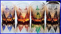 Crystal Whiskey Sets Tumbler Edo Kiriko Candle Pattern Glasses 9oz/250ml 4PCS