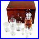 Crystal Whisky Decanter, Tumbler and Shot Glass Set in a Makah Burlwood Box