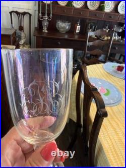 Crystal Wine Goblets Set of Six Clear Glass Stemware Elegant Dining Vintage READ