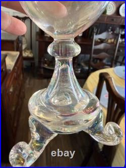 Crystal Wine Goblets Set of Six Clear Glass Stemware Elegant Dining Vintage READ