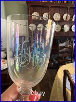 Crystal Wine Goblets Set of Six Clear Glass Stemware Elegant Dining Vintage READ