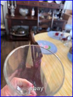 Crystal Wine Goblets Set of Six Clear Glass Stemware Elegant Dining Vintage READ