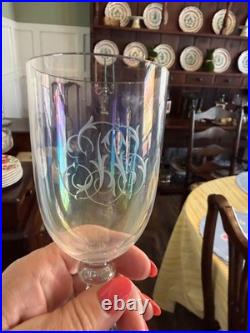 Crystal Wine Goblets Set of Six Clear Glass Stemware Elegant Dining Vintage READ