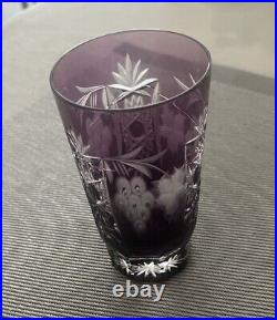 Crystal cut glasses 6 pieces Amethyst set of 6 water glasses Hungarian