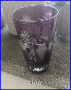 Crystal cut glasses 6 pieces Amethyst set of 6 water glasses Hungarian