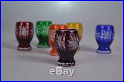 Crystal glass Vodka shots set of 6 from Poland handmade Color MIX