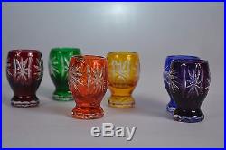 Crystal glass Vodka shots set of 6 from Poland handmade Color MIX