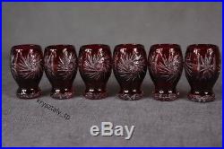 Crystal glass Vodka shots set of 6 from Poland handmade Color RED