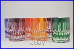 Crystal glass Whisky Tumblers set of 6 from Poland HANDMADE Color mix