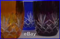 Crystal glass Whisky Tumblers set of 6 from Poland HANDMADE Color mix