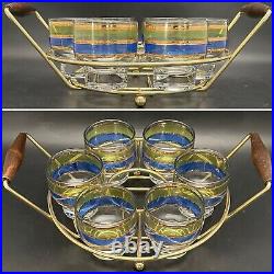 Culver Barware 22Kt Gold Rondo 7 Piece Martini Beverage Set c1950s Made in USA