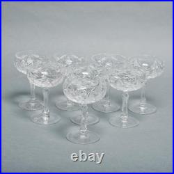 Cut Crystal Champagne Coupe Glasses Zipper Stem Hobstar Fan Diamond 8pc Set
