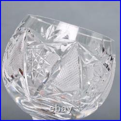 Cut Crystal Hock White Wine Glasses Zipper Stem Hobstar Fan Diamond 6.75 8p Set