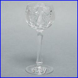 Cut Crystal Hock White Wine Glasses Zipper Stem Hobstar Fan Diamond 6.75 8p Set