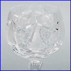 Cut Crystal Hock White Wine Glasses Zipper Stem Hobstar Fan Diamond 6.75 8p Set