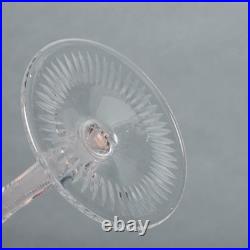 Cut Crystal Hock White Wine Glasses Zipper Stem Hobstar Fan Diamond 6.75 8p Set