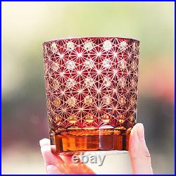 Cut Crystal Whiskey Glass Set Tumbler Edo Kiriko Drinkware Hand Cut Cased 9oz