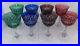 Czech Bohemian Cut To Clear Crystal Wine Glasses Multicolor Set Of 8 Euc Vintage