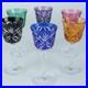 Czech Cut-to-Clear Crystal Cordial Glasses 4.5 Multicolor Set of 6 Vintage