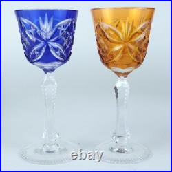 Czech Cut-to-Clear Crystal Cordial Glasses 4.5 Multicolor Set of 6 Vintage