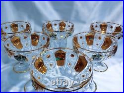 Czech bohemia glass Champagne glasses decorated gold and enamel 6pcs II