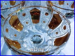 Czech bohemia glass Champagne glasses decorated gold and enamel 6pcs II