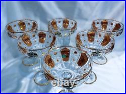 Czech bohemia glass Champagne glasses decorated gold and enamel 6pcs II