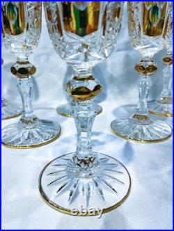 Czech bohemia glass Champagne glasses decorated gold and enamel 6pcs V