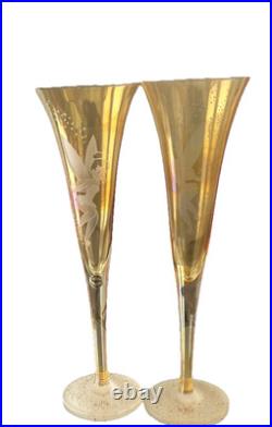 DISNEY TINKER BELL SET OF 2 ETCHED BOHEMIA CRYSTAL champagne, flutes