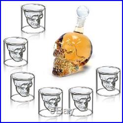 Decanter Whisky Glass Crystal Quirky Skull Whiskey Bottle 6 Glasses Set Party
