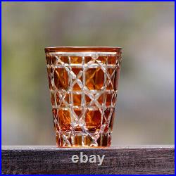 Diamond Cut Cased Crystal Glasses Whiskey Set Juice Drinkware 10oz Cobalt 5PCS