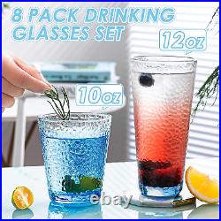 Drinking Glasses, 8 Piece Crystal Glass Cups, Colored Mixed Glassware Set, 4 Pcs