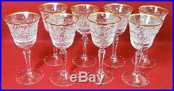EBELING & REUSS crystal MARQUIS pattern Set of 8 Gold Trim Wine Goblets 6-1/4