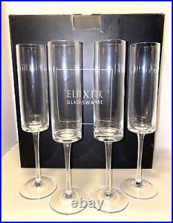 ELIXIR Glassware Flat Bottom Crystal Champagne Flutes Set of 4 Y