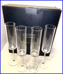 ELIXIR Glassware Flat Bottom Crystal Champagne Flutes Set of 4 Y